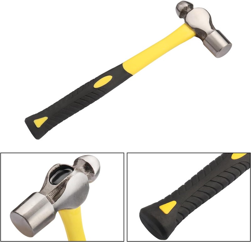 GENHAKON 3 PCS Ball Pain Hammer Set, 16oz+24oz+32oz, Sheet Metal Hammer, Ball-Peen Hammer with Forged Steel Head and Rubber Handle, by . - Image 3